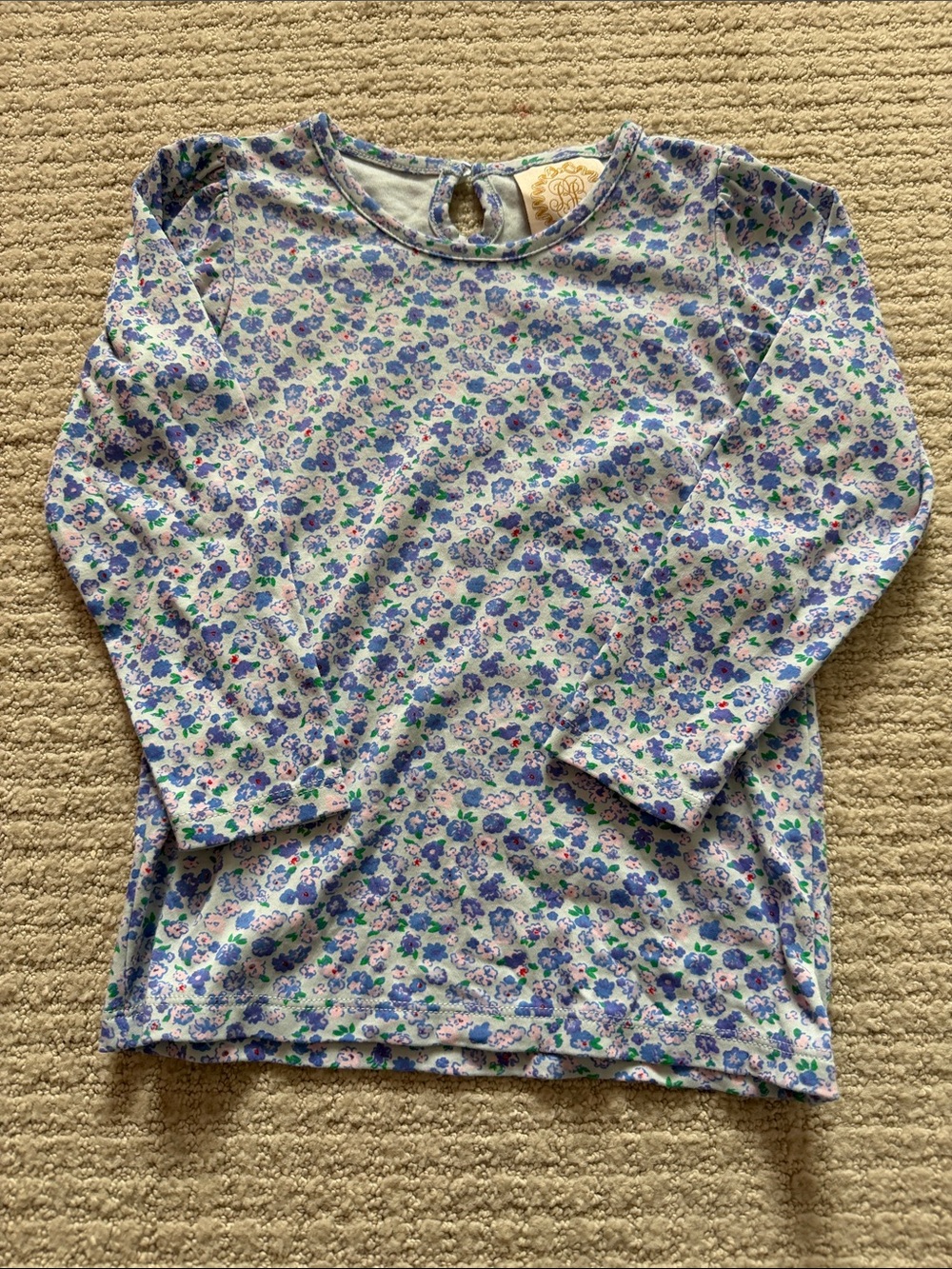 The Beaufort Bonnet Company Girls' Floral Long-Sleeve Top - Blue & Purple